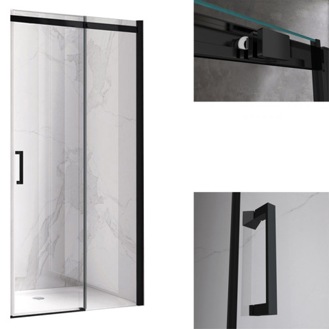 DRZWI PRYSZNICOWE KZ09D CZARNE 125-130 CM 8 MM - sklep Hydrosan.eu